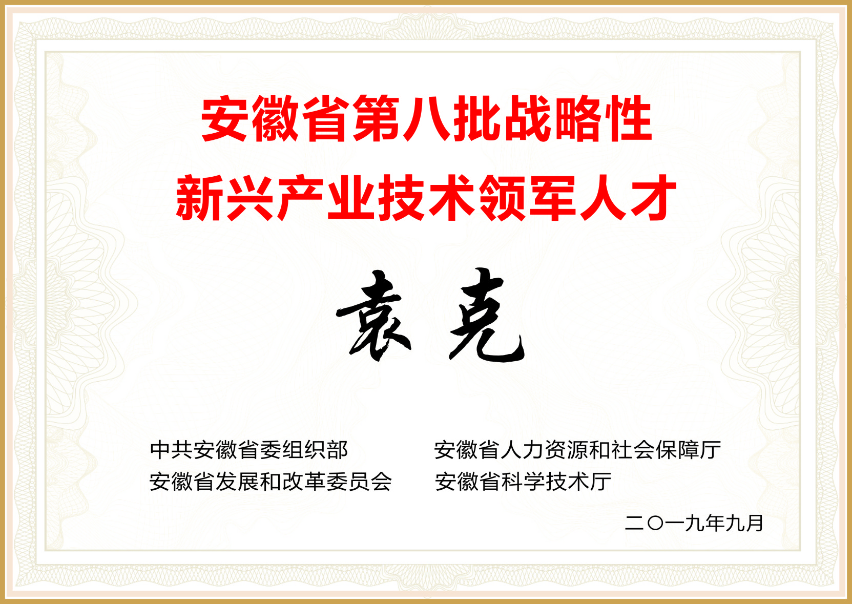 安徽省第八批戰(zhàn)略性新興產(chǎn)業(yè)領軍人才